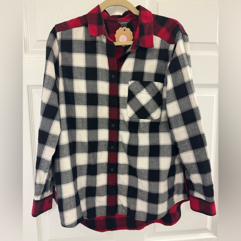 Eddie Bauer Red and Black Plaid Shirt